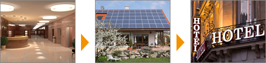 Büro- und Verwaltungsgebäude, Photovoltaikanlagen, Hotels